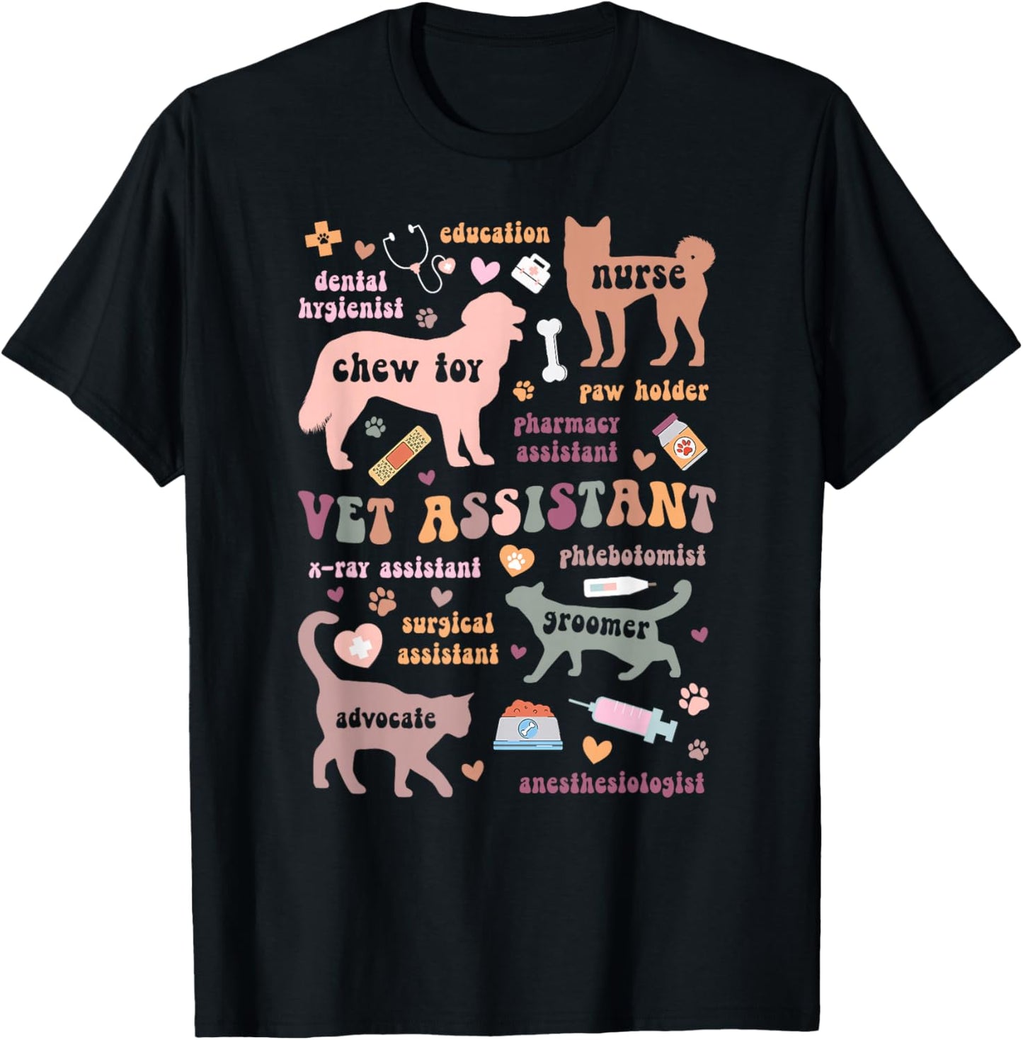 Groovy Vet Assistant Veterinary Assistant Appreciation T-Shirt - T-Shirt | Black