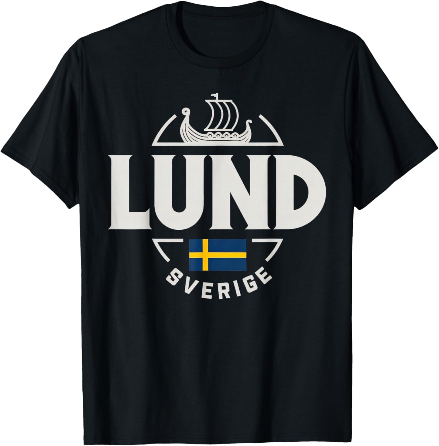 Lund Sverige Sweden City Flag Viking T-Shirt - T-Shirt | Black