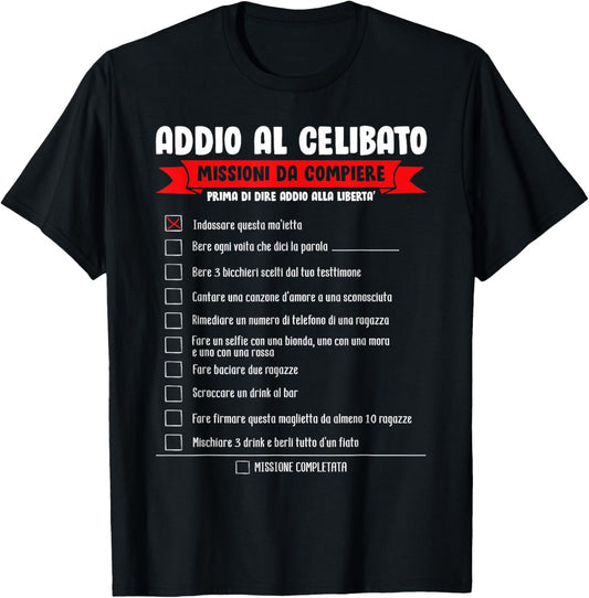 Gioco Addio Al Celibato Lista Addio Al Celibato Uomini Donne T-Shirt - T-Shirt | Black