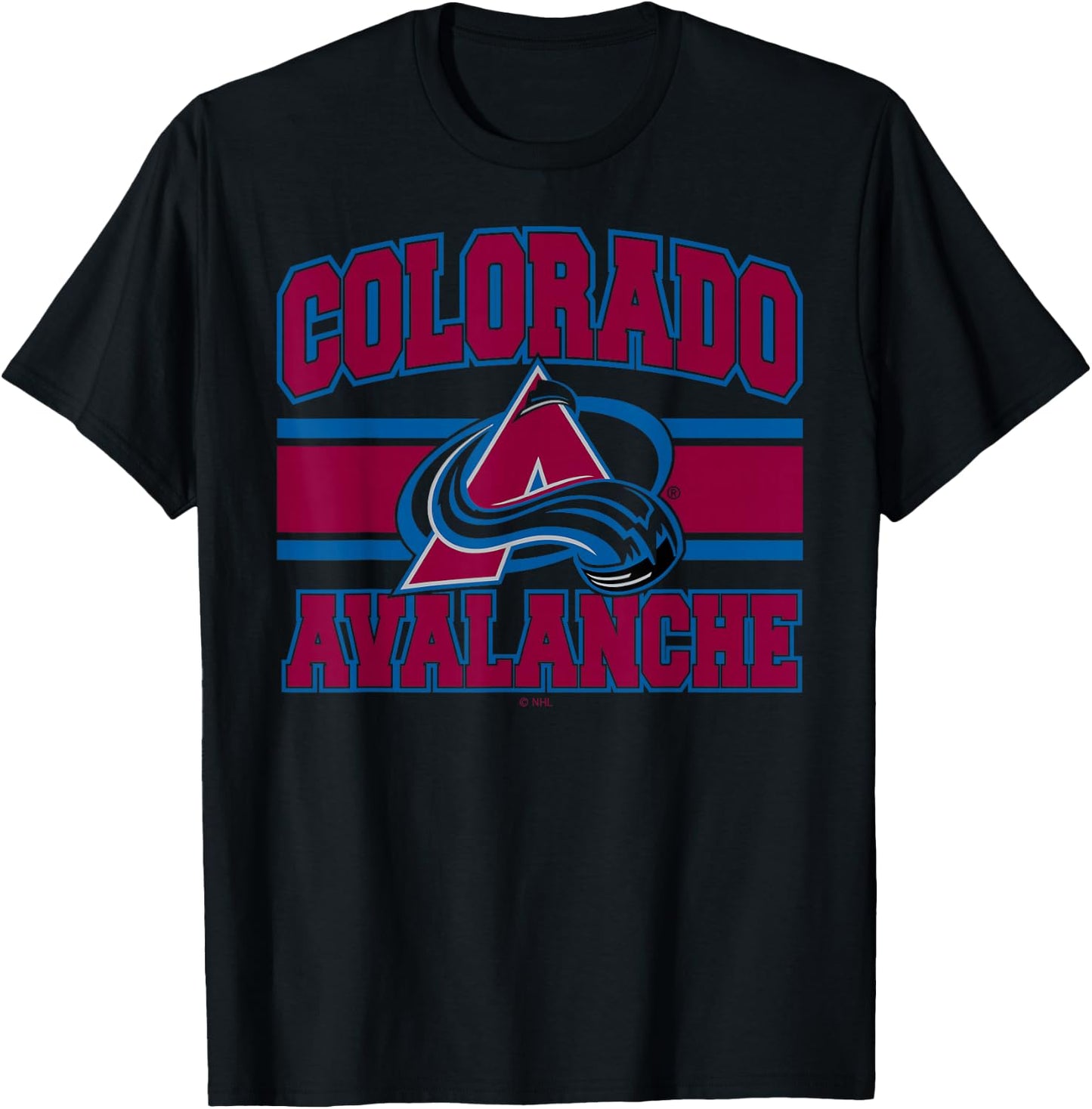 Colorado Avalanche Stripe White Officially Licensed T-Shirt - T-Shirt | Black