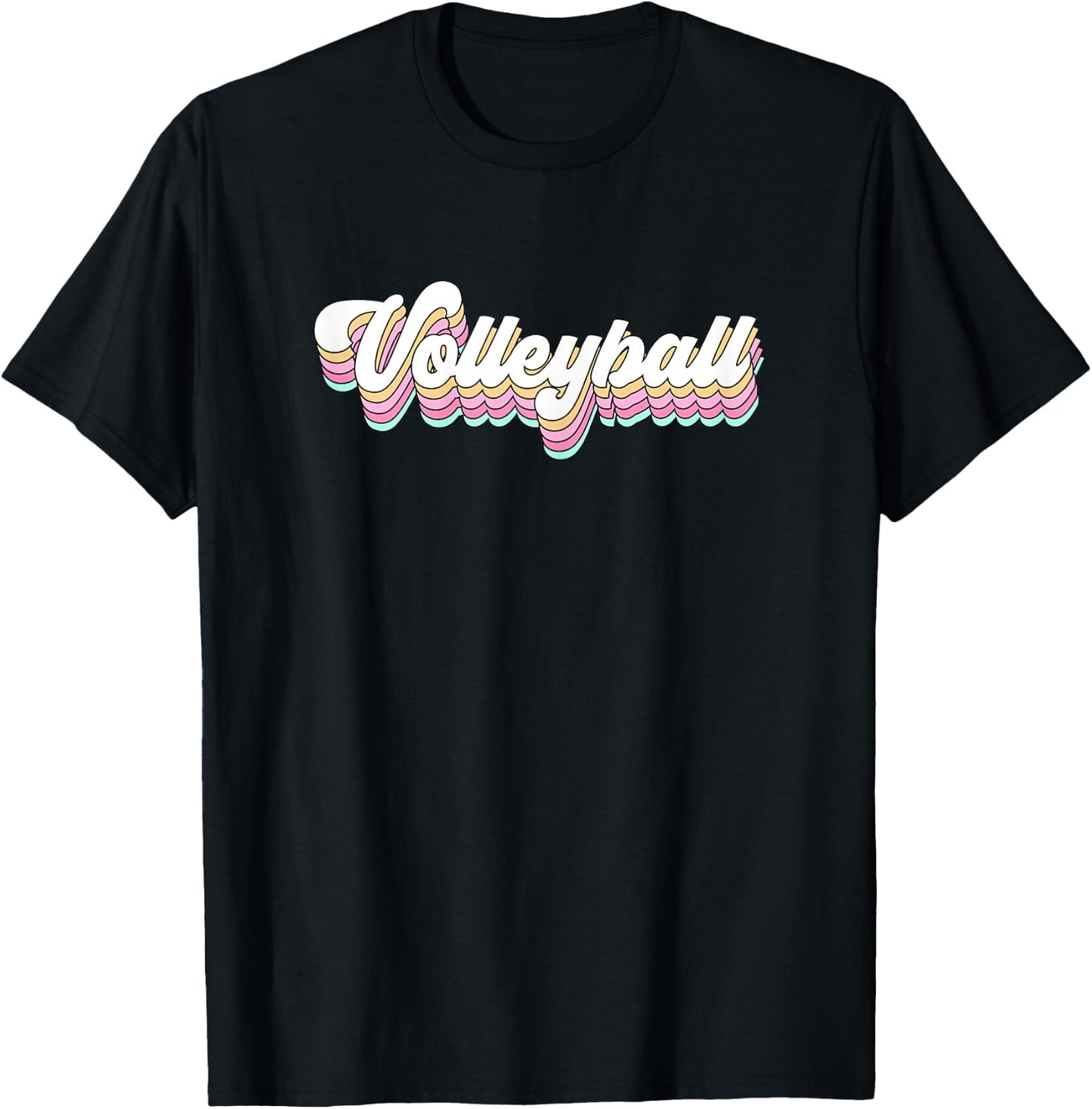 Retro Volleyball Pastel Aesthetic Teen Girls Women Groovy T-Shirt - T-Shirt | Black