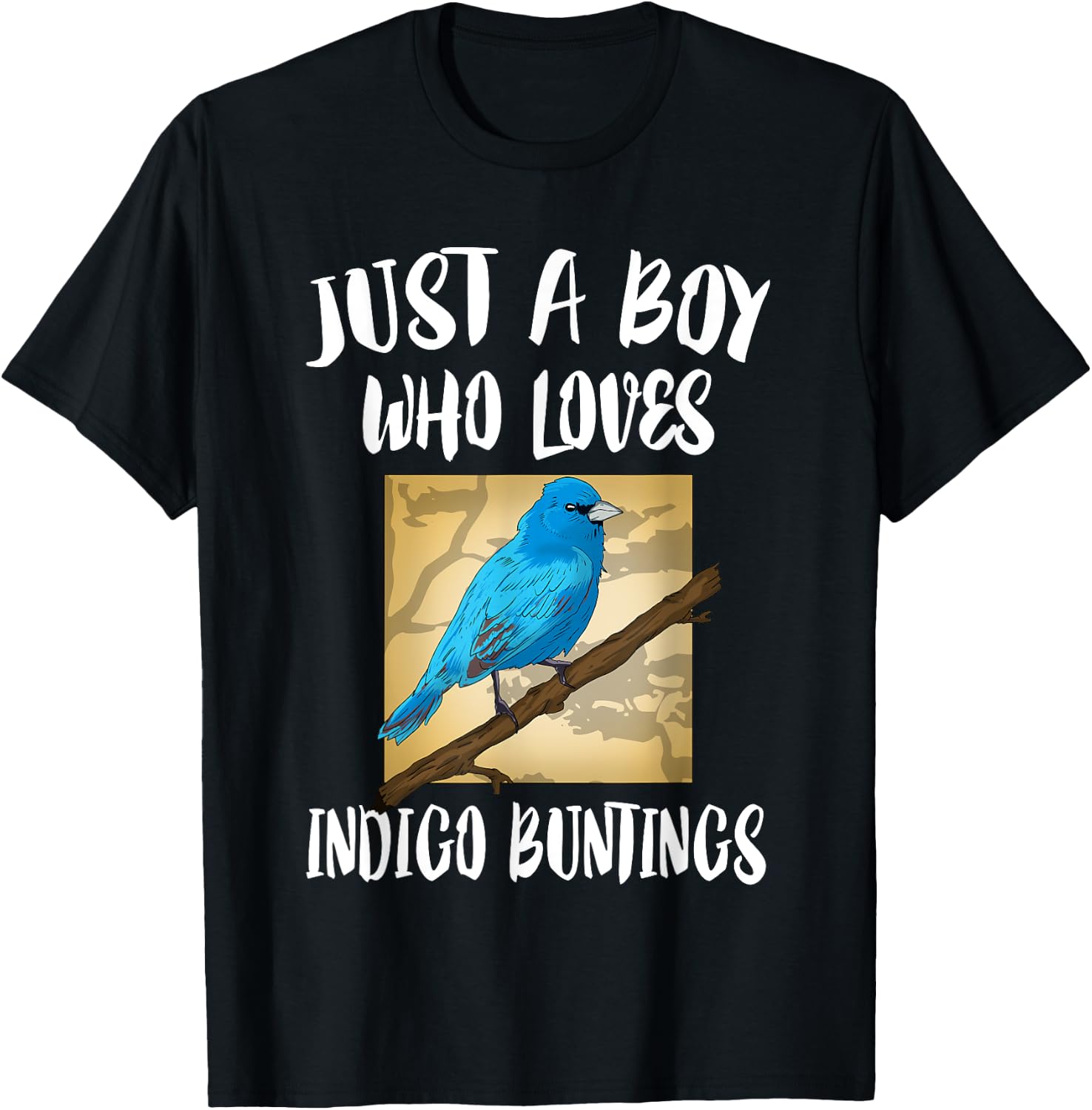 Just A Boy Who Loves Indigo Buntings Birds Birding T-Shirt - T-Shirt | Black