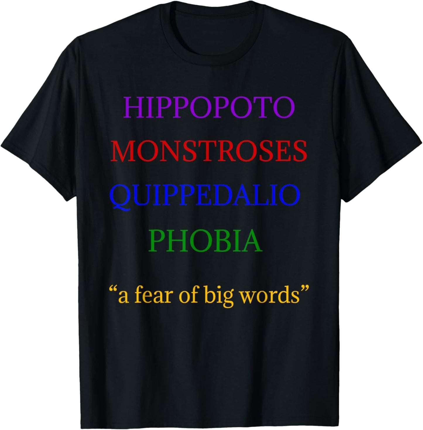 Hippopotomonstrosesquippedaliophobia Big Words for Kids T-Shirt - T-Shirt | Black