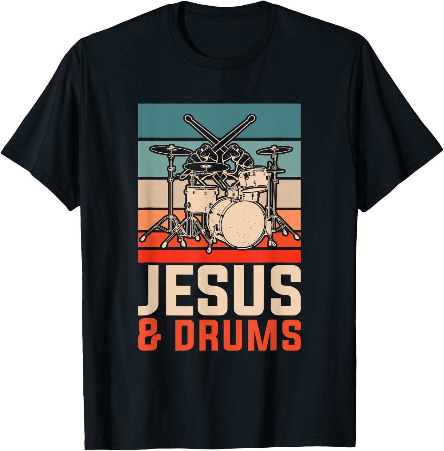 Christian Religious Drummer Gift Music Jesus T-Shirt - T-Shirt | Black