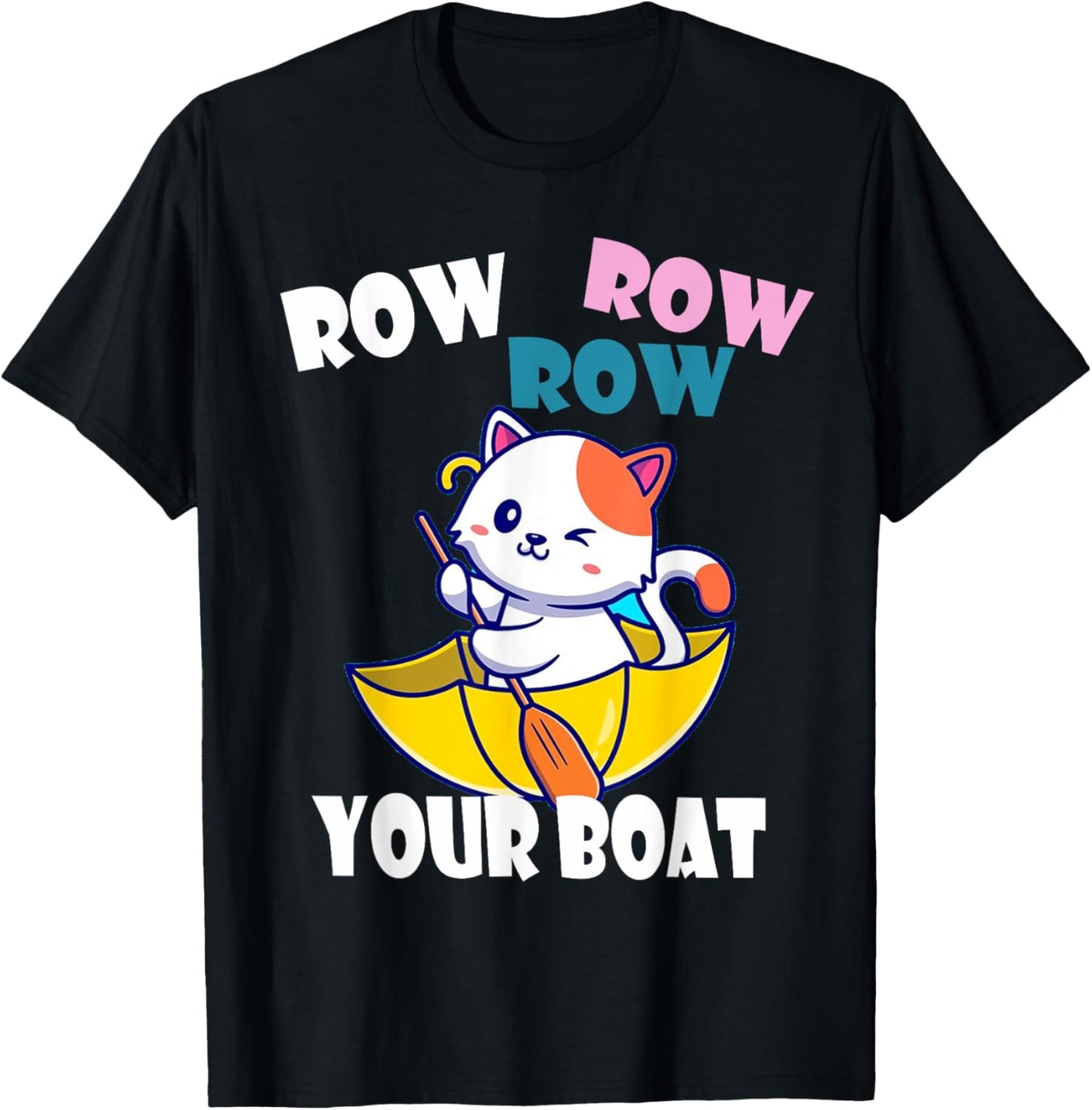Row Row Row Your Boat Cute Unicorn Funny Kids T-Shirt - T-Shirt | Black