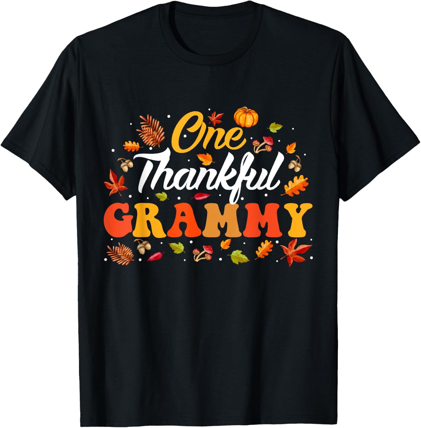 One Thankful Family Fall Thanksgiving Matching Women's Thanksgiving Turkey Autumn Leaves Fall T-Shirt - T-Shirt | Black