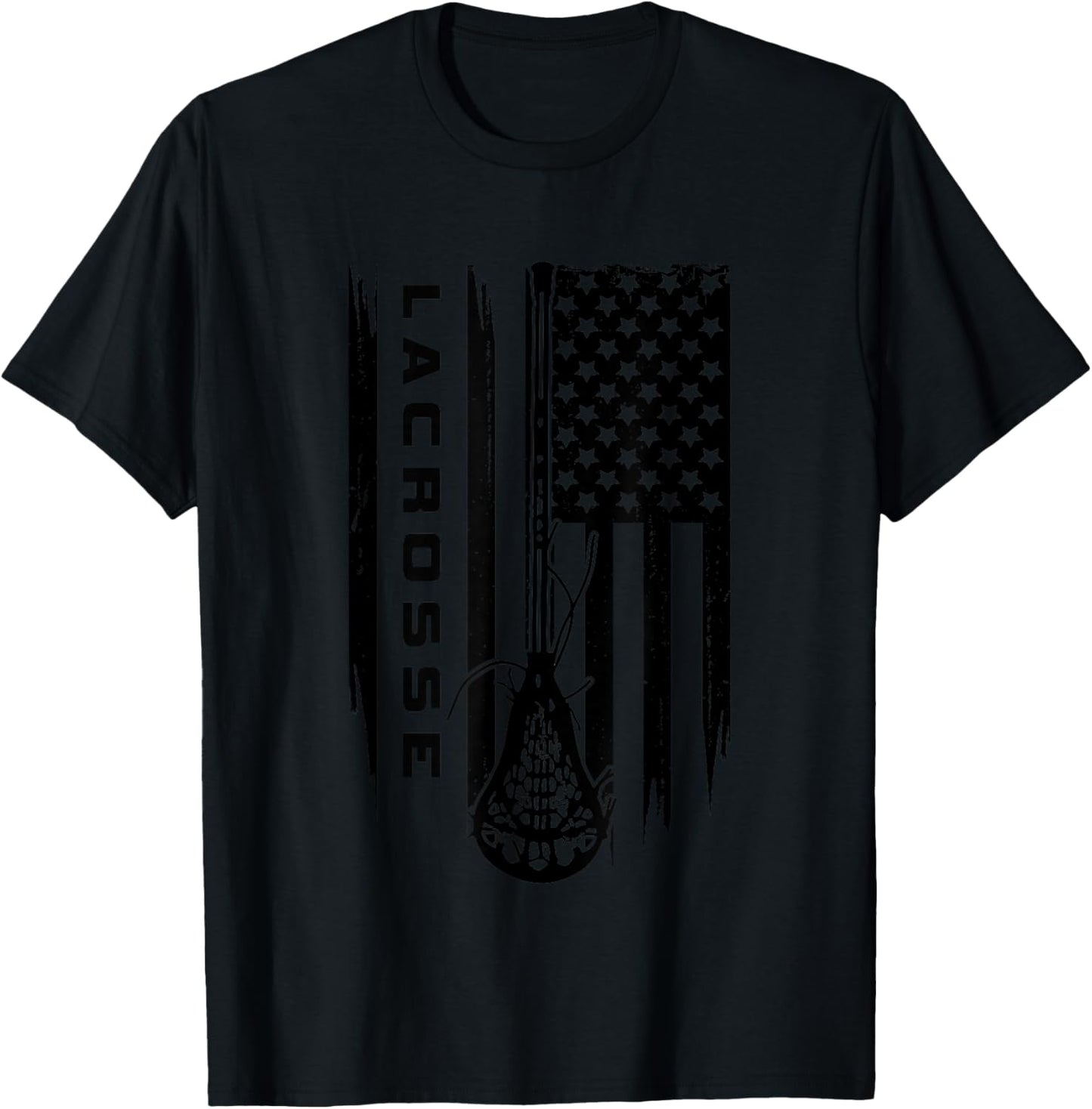 American Flag Lacrosse Apparel - Lacrosse Small T-Shirt - T-Shirt | Black