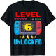 6th Birthday Boy Level 6 Unlocked Video Gamer Birthday T-Shirt - T-Shirt | Black