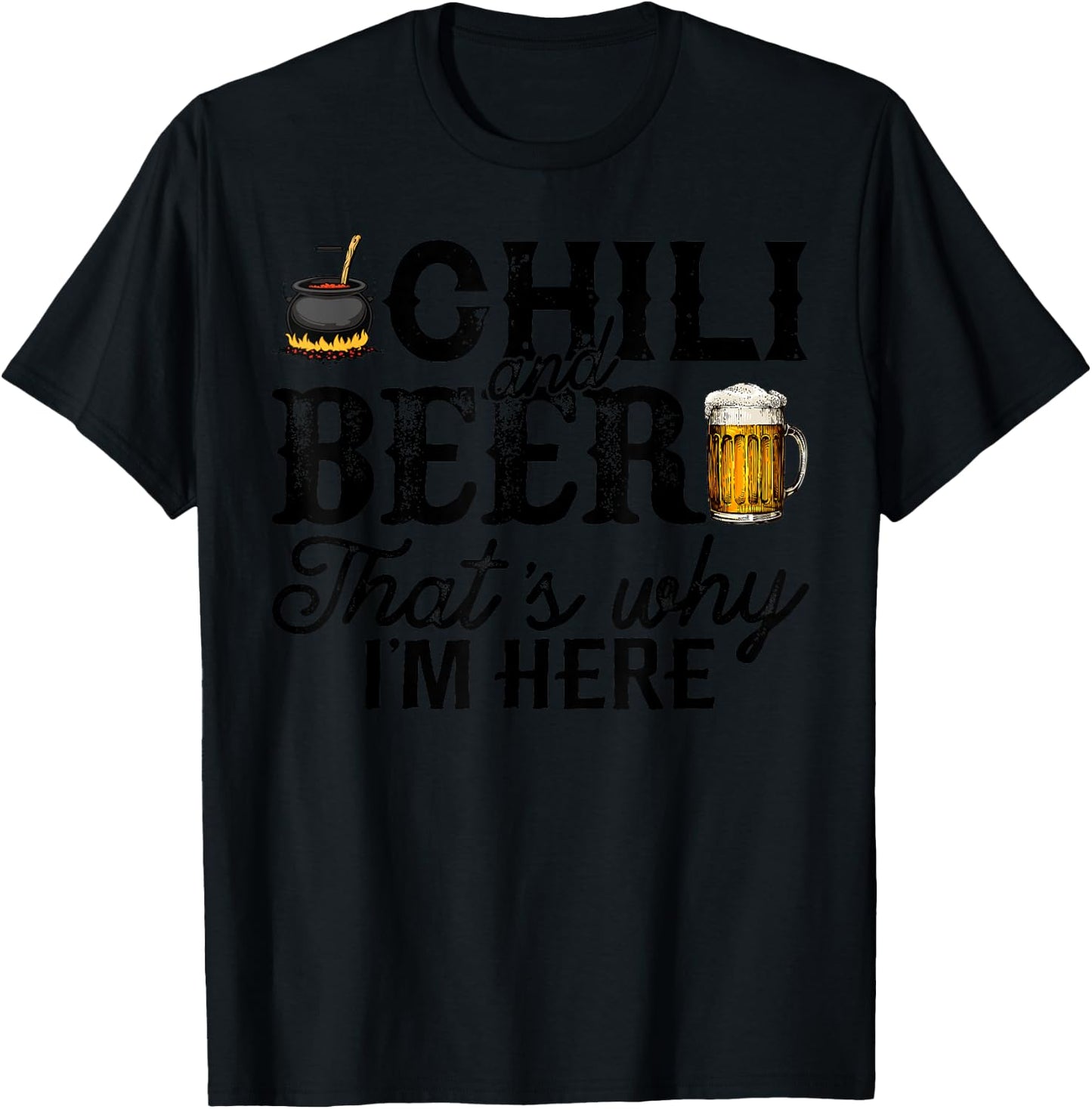 Funny Chili Cook Off Party Shirt Chili And Beer Gift T-Shirt - T-Shirt | Black
