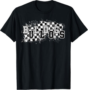 Bulldogs School Spirit Bulldog Pride Checkered Teacher T-Shirt - T-Shirt | Black