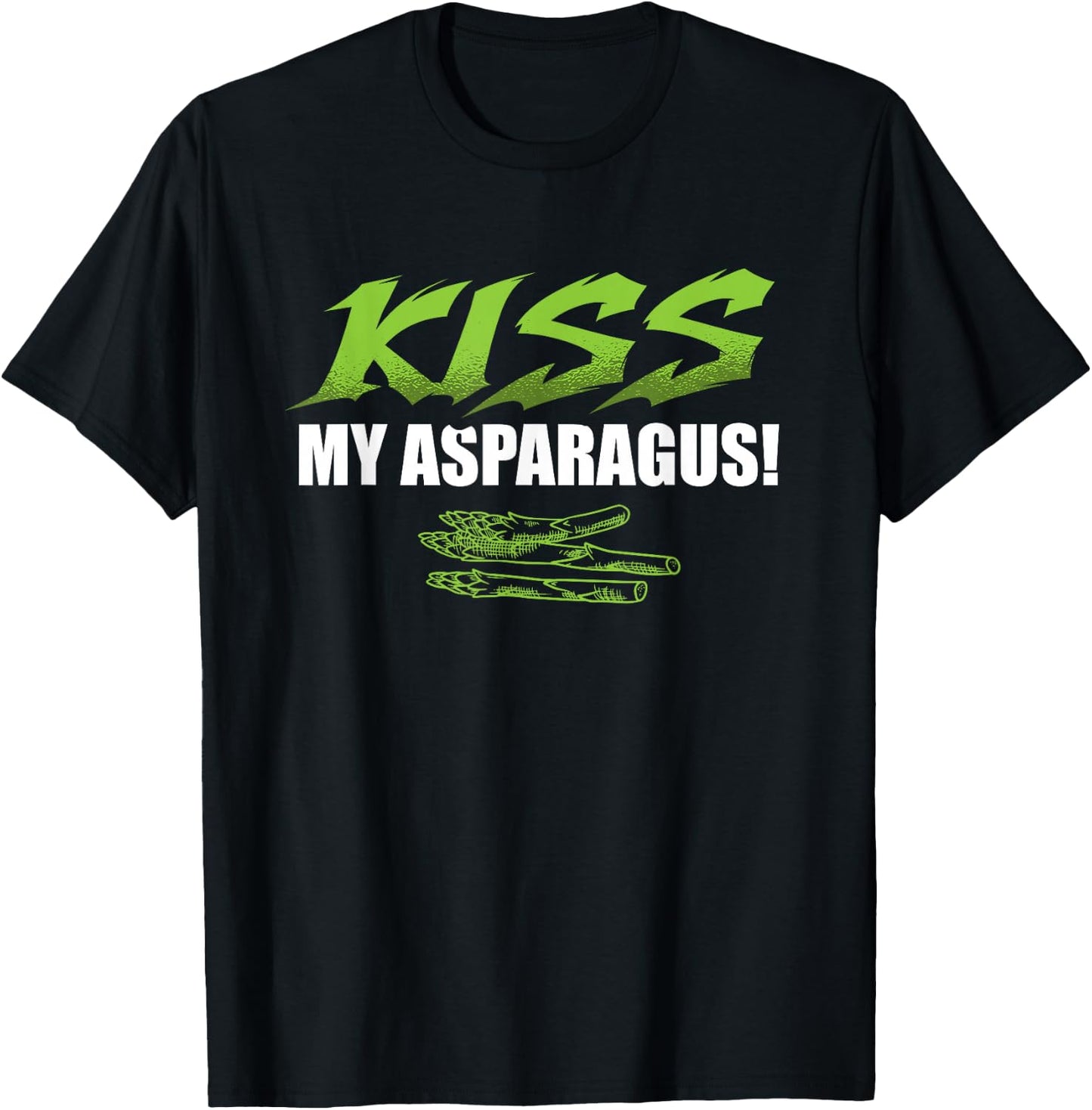 Kiss My Asparagus Lover Vegetarian Vegetable Vegan T-Shirt - T-Shirt | Black