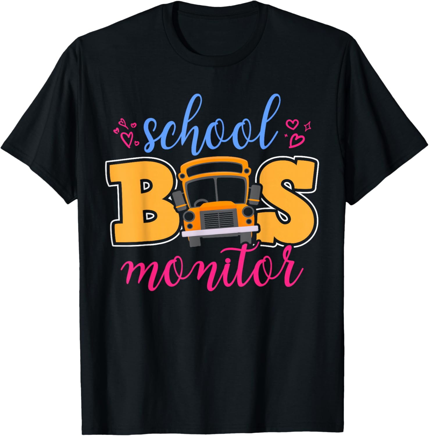 School Bus Monitor Heart T-Shirt - T-Shirt | Black