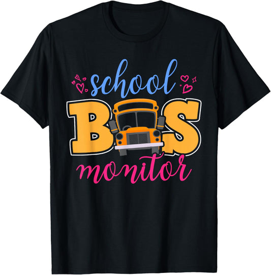 School Bus Monitor Heart T-Shirt - T-Shirt | Black