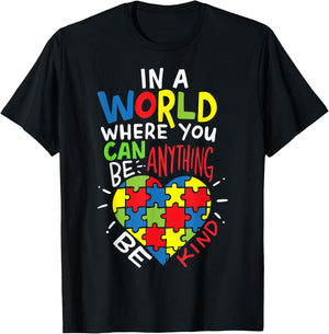 Autism Awareness Be Kind Kindnes T-Shirt - T-Shirt | Black
