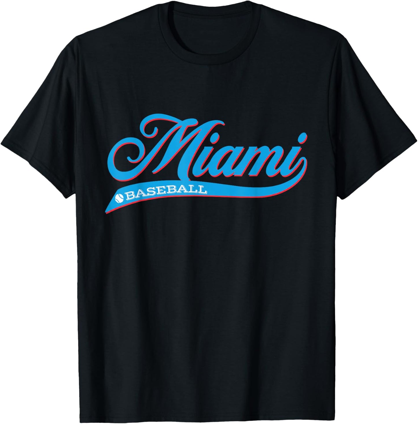 Vintage Retro Miami Baseball Classic T-Shirt - T-Shirt | Black