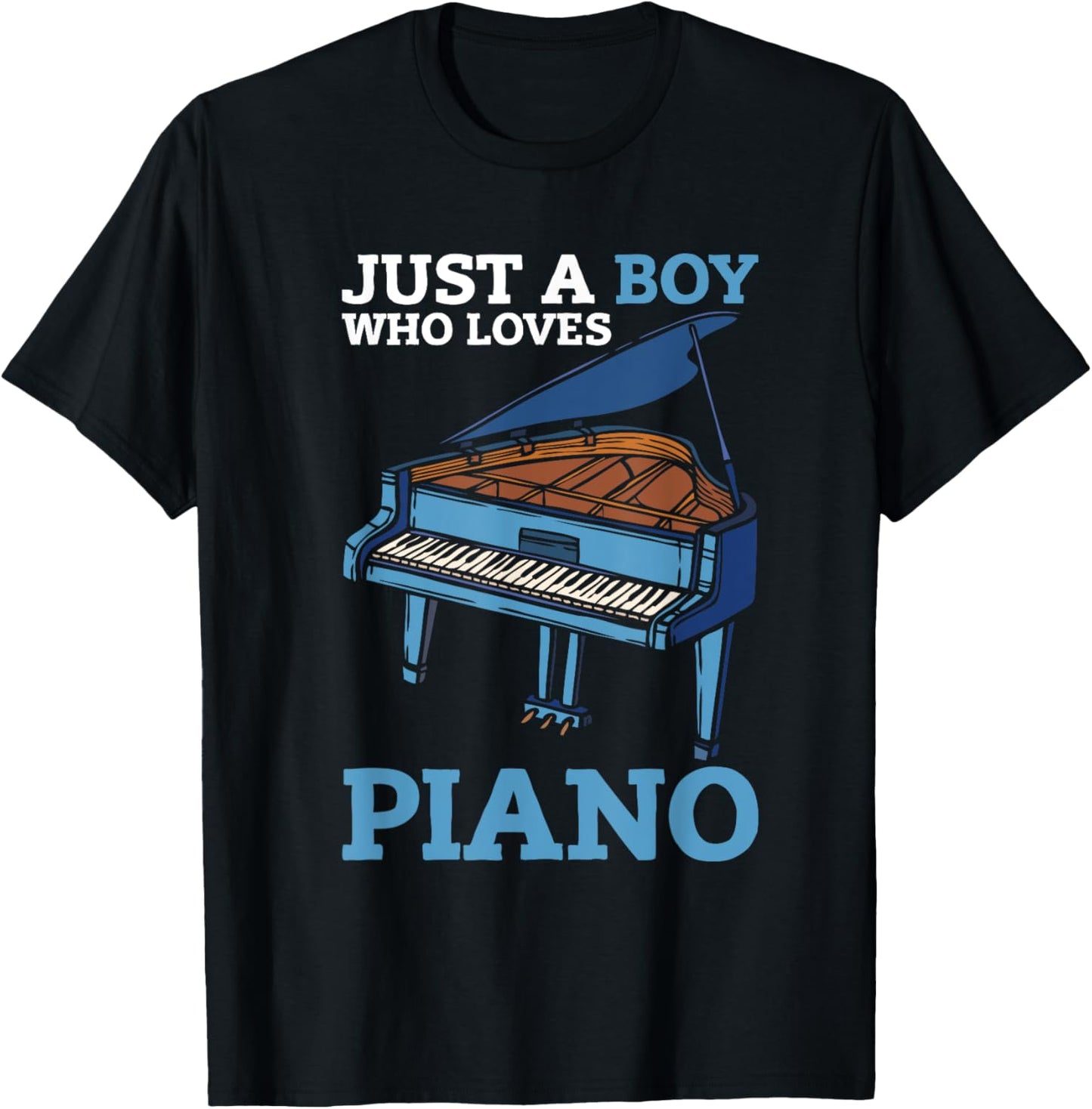 Just A Boy Who Loves Piano Kids Music Lover Musician T-Shirt - T-Shirt | Black