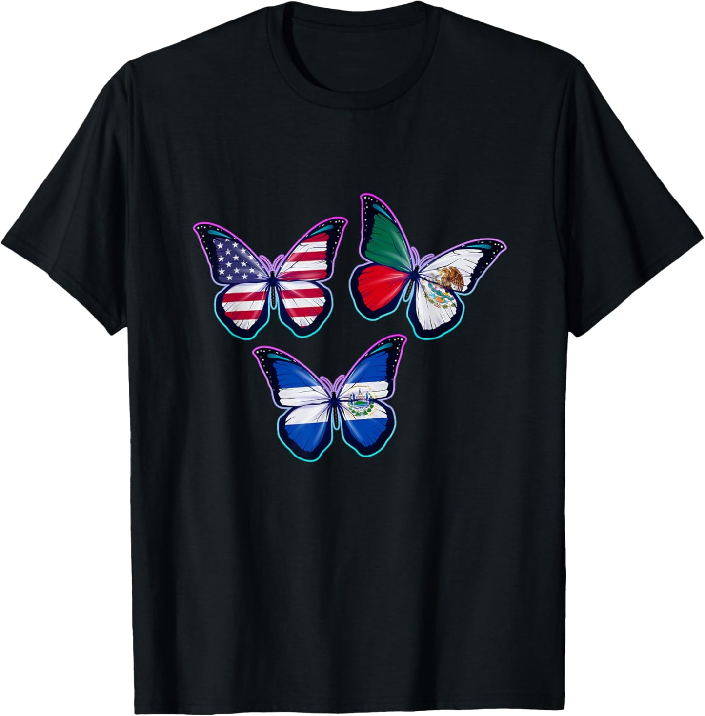 Multiculti Heritage. El Salvador Mexico and The USA T-Shirt - T-Shirt | Black