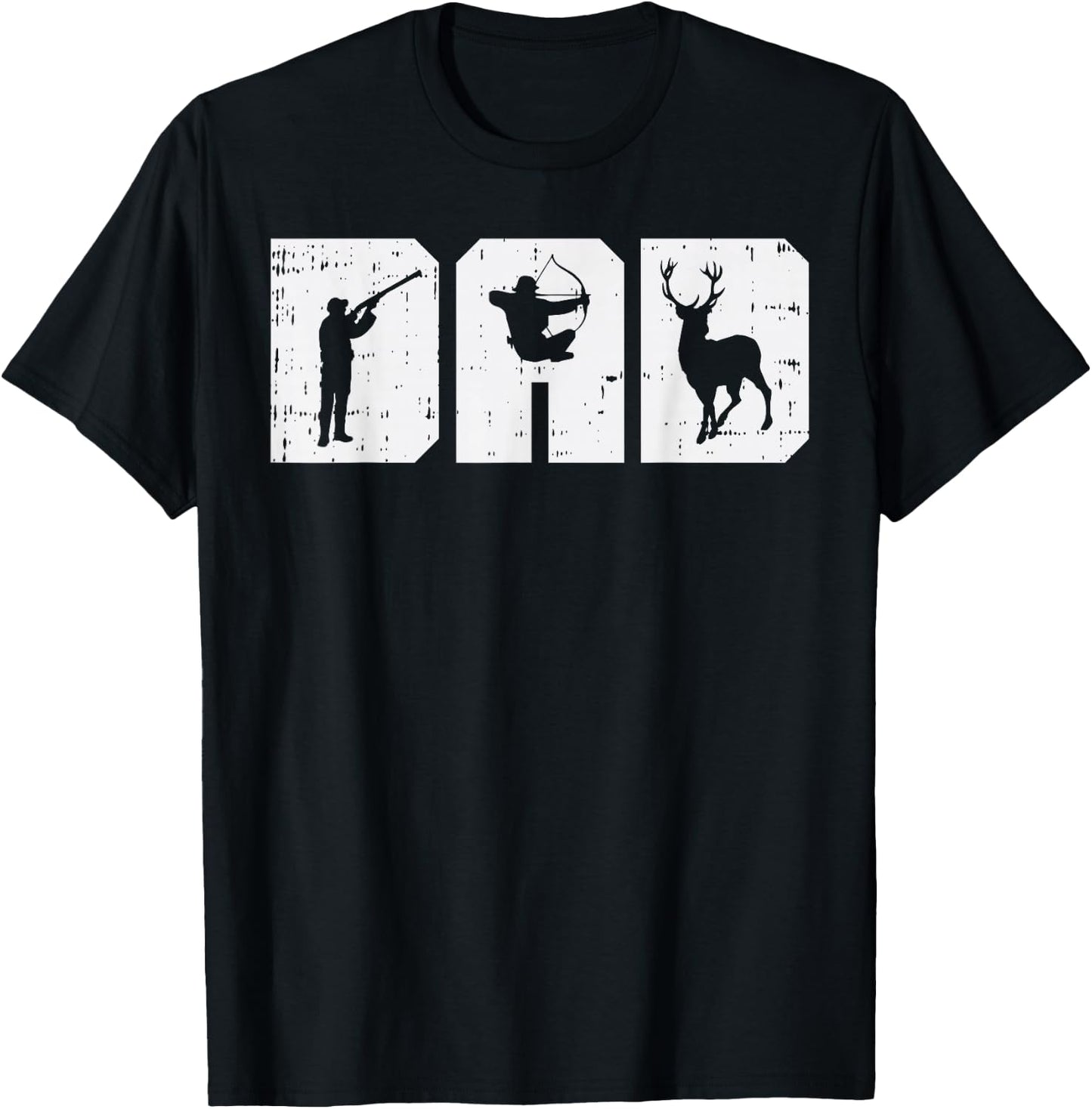 Dad Shooting Archery Deer Archer Bow Hunting Hunter Men Gift T-Shirt - T-Shirt | Black