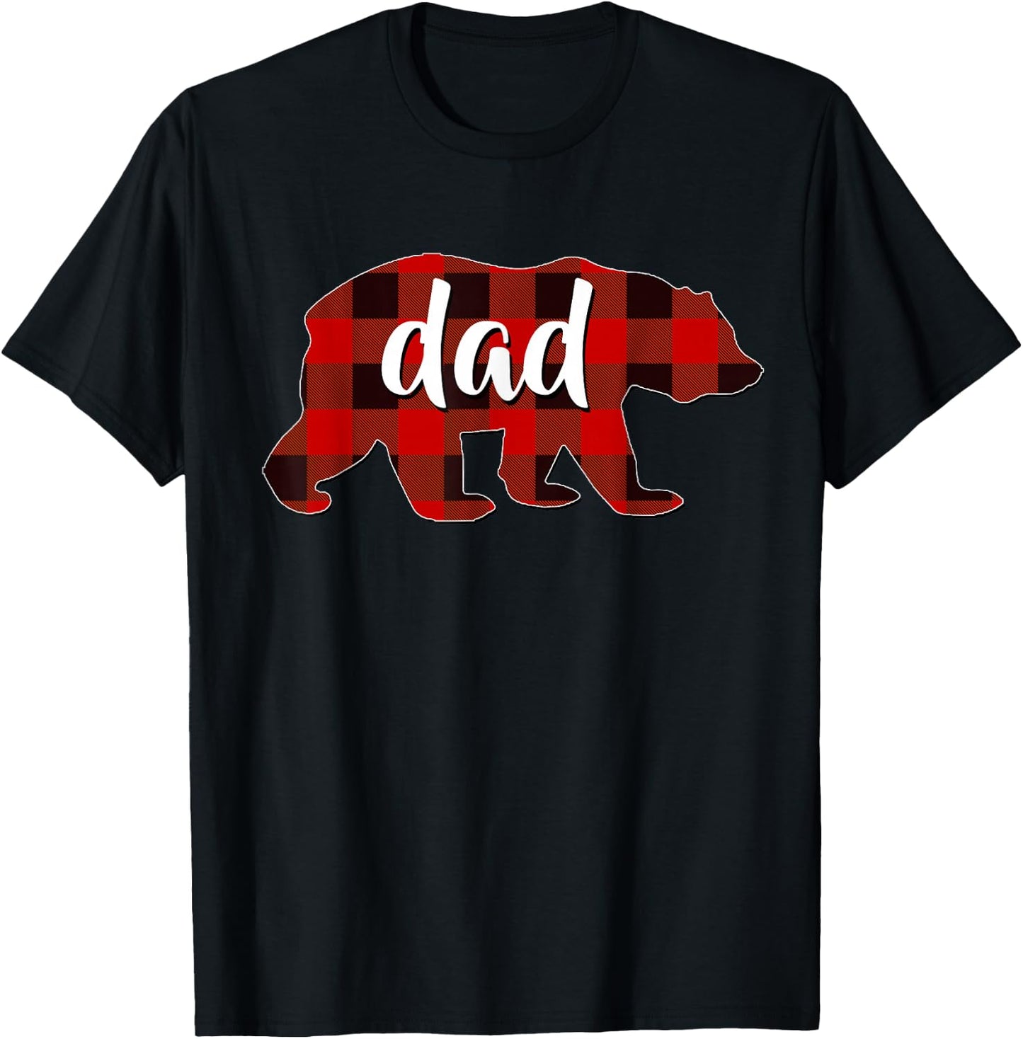 Red Plaid Dad Buffalo Matching Family Papa Pyjamas Christmas T-Shirt - T-Shirt | Black