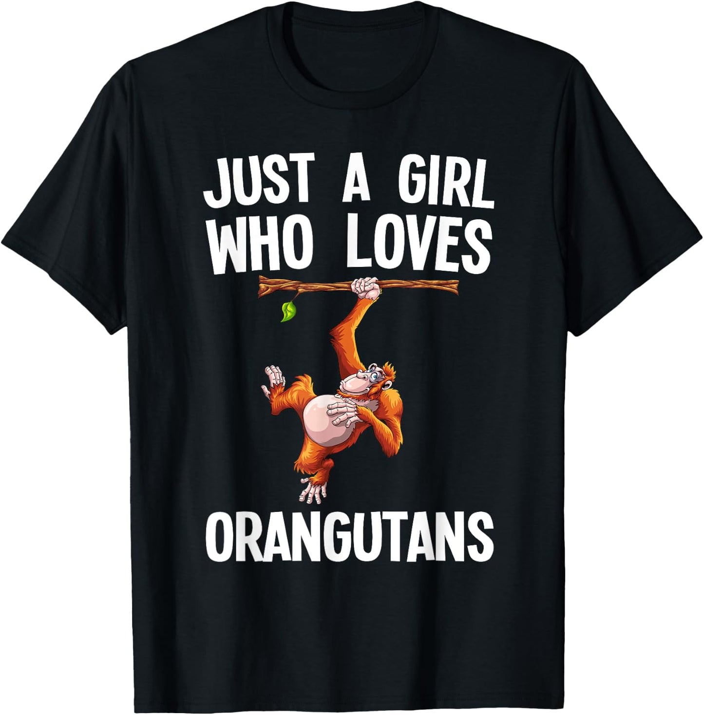 Funny Orangutan Art For Girls Women Monkey Orang Ape Lover T-Shirt - T-Shirt | Black