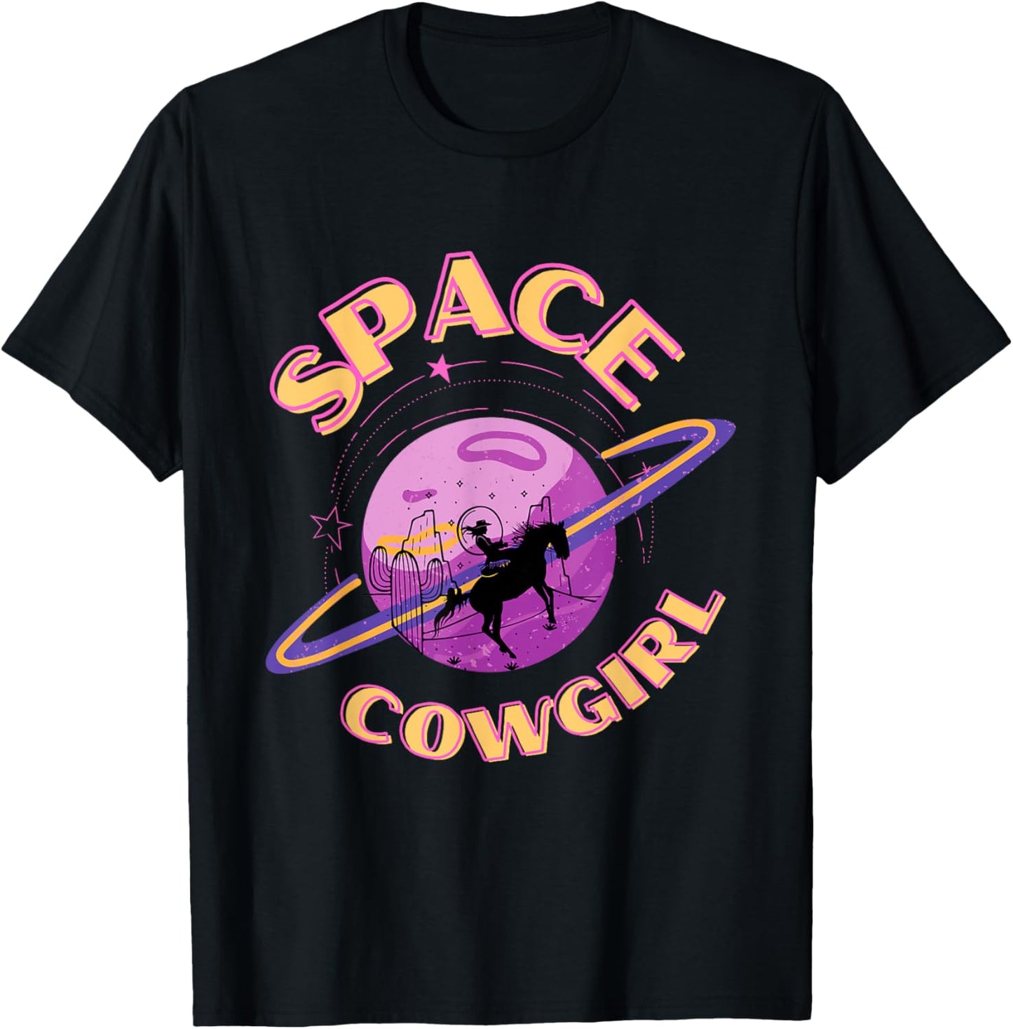 Space Cowgirls Bachelorette Party Rodeo Western Aesthetic T-Shirt - T-Shirt | Black