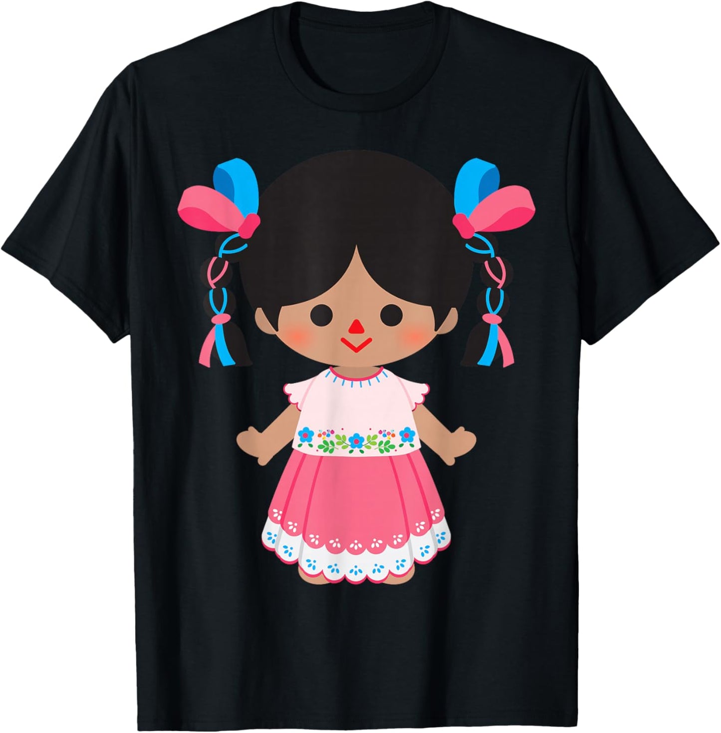 Mexican Doll Maria Mazahua Otomi Lele Traditional Handmade T-Shirt - T-Shirt | Black