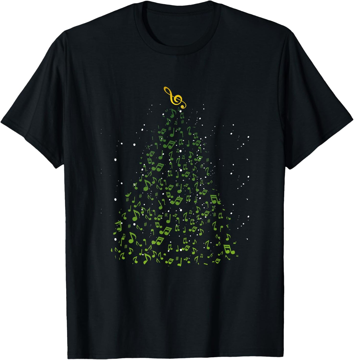 Musical Notes Funny Music Lover Musician Christmas Apparel T-Shirt - T-Shirt | Black