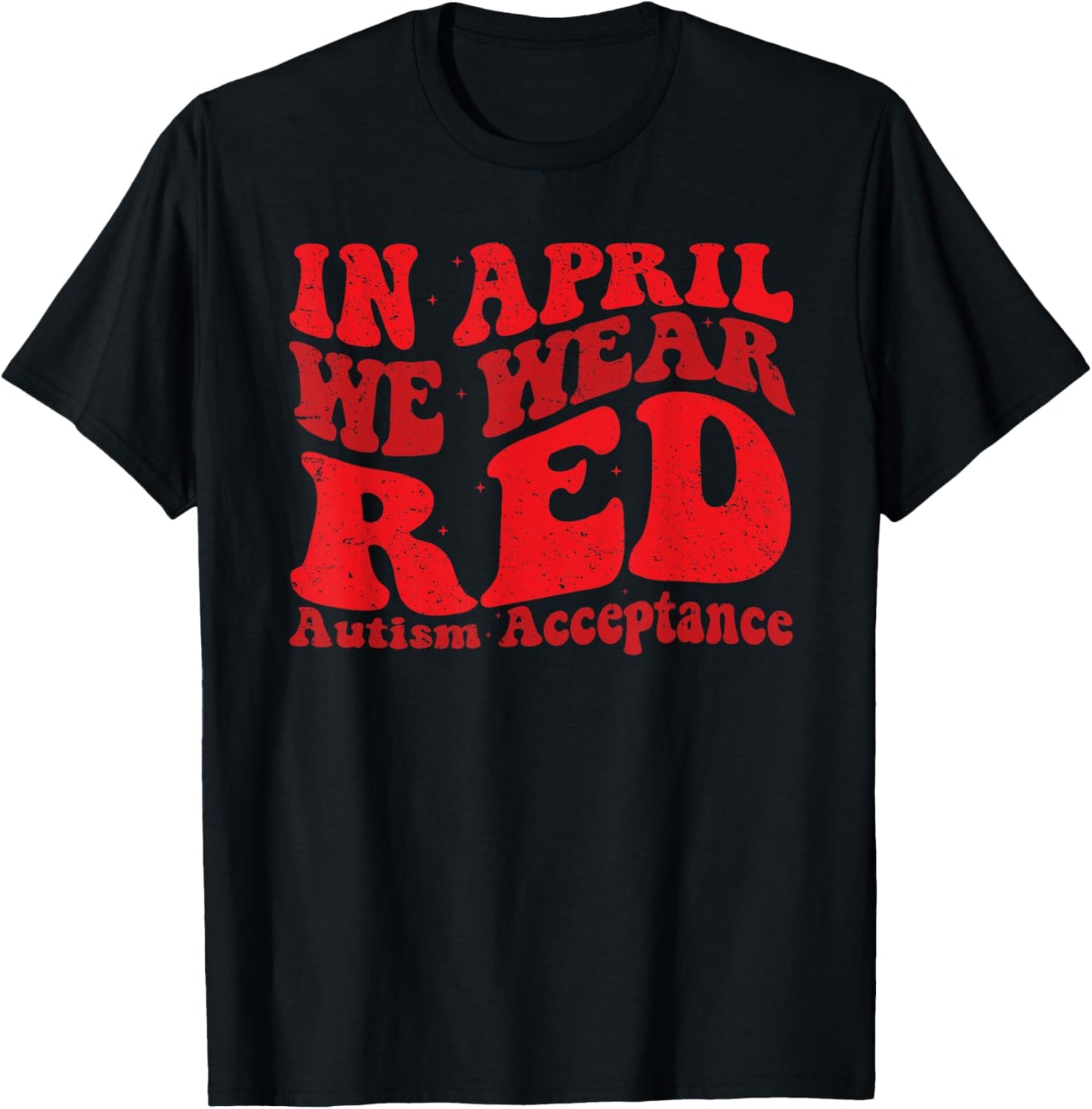 Red Instead Autism Awareness Acceptance Education Teacher T-Shirt - T-Shirt | Black