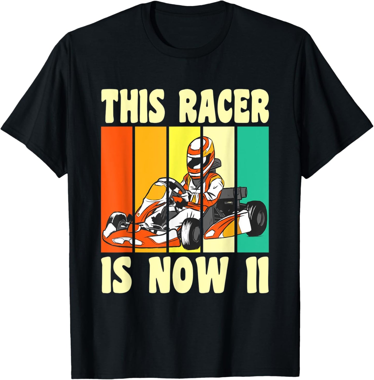 Happy 11 Birthday 11 Year Old Vintage Go Cart 11th Birthday T-Shirt - T-Shirt | Black