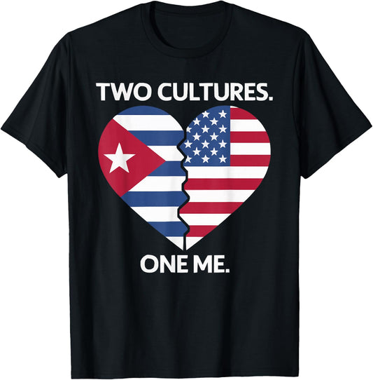 Half Cuban Half American Country USA Flag Cuba America T-Shirt - T-Shirt | Black