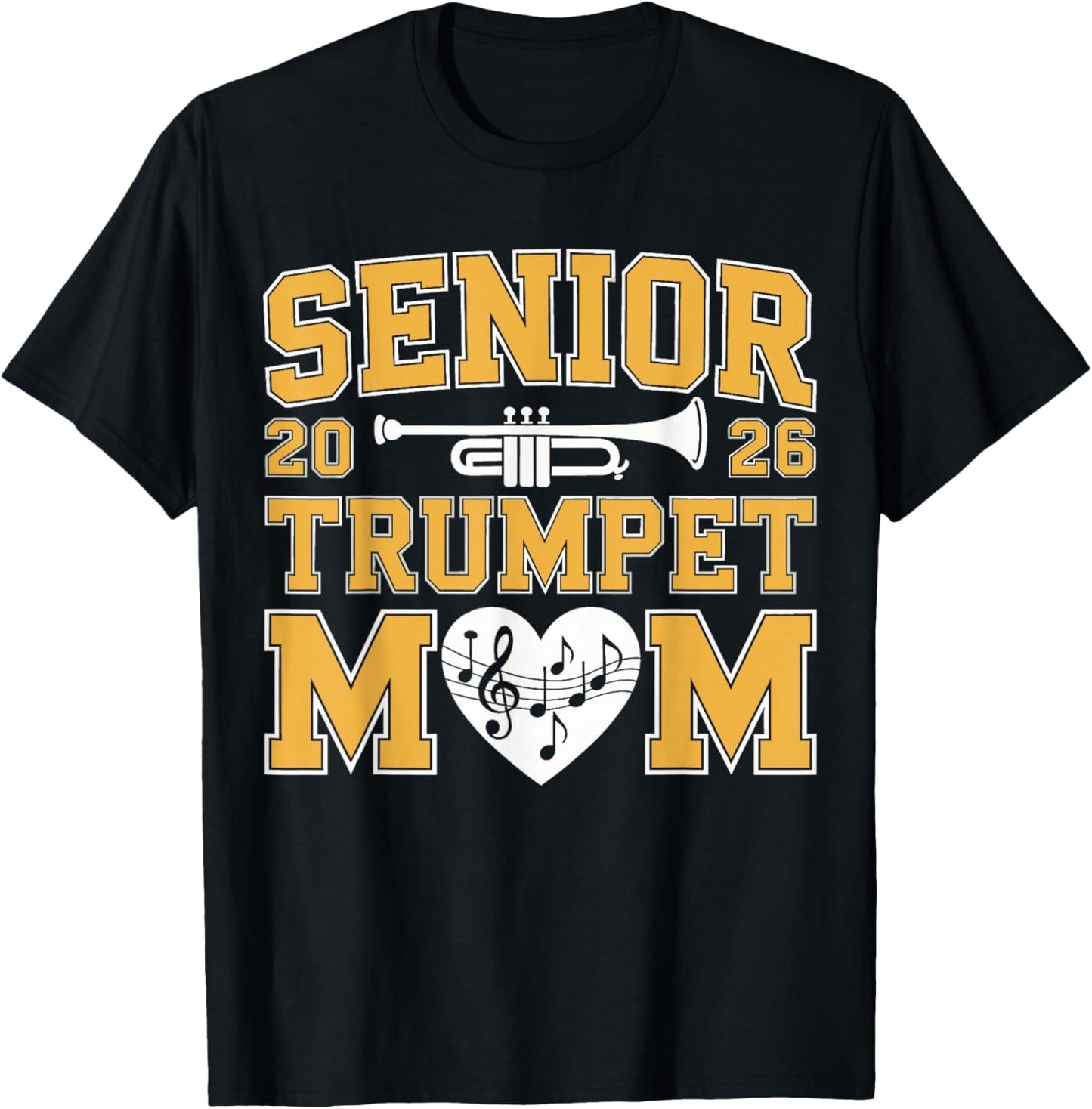 Senior Band Mom 2026 Trumpet Marching Band Class of 2026 T-Shirt - T-Shirt | Black