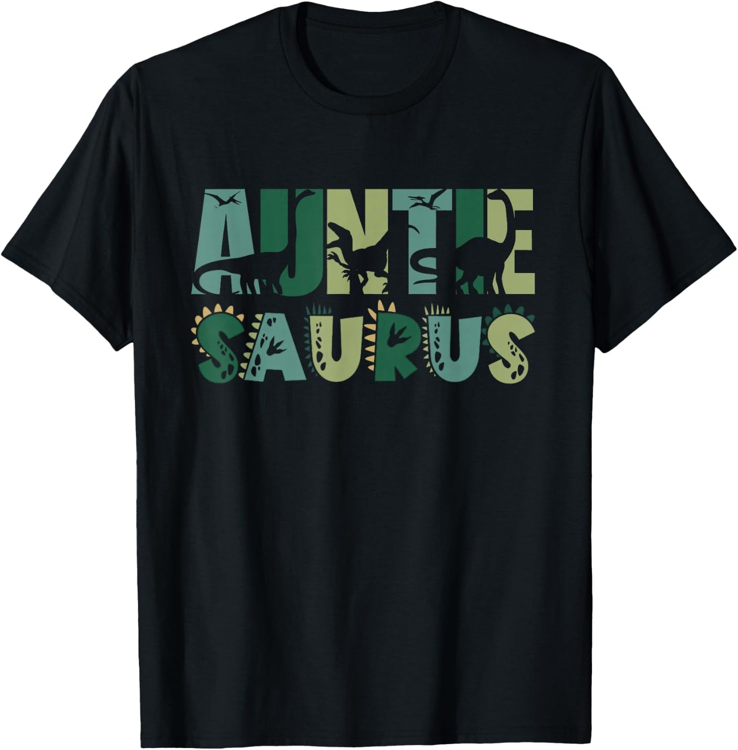 Auntie Saurus Matching Family Birthday Dinosaur Men Women T-Shirt - T-Shirt | Black