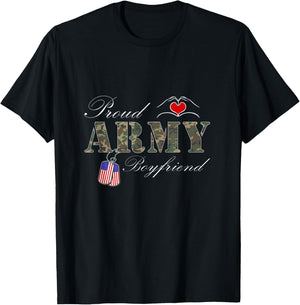 Proud Army Boyfriend Design Military Pride T-Shirt - T-Shirt | Black