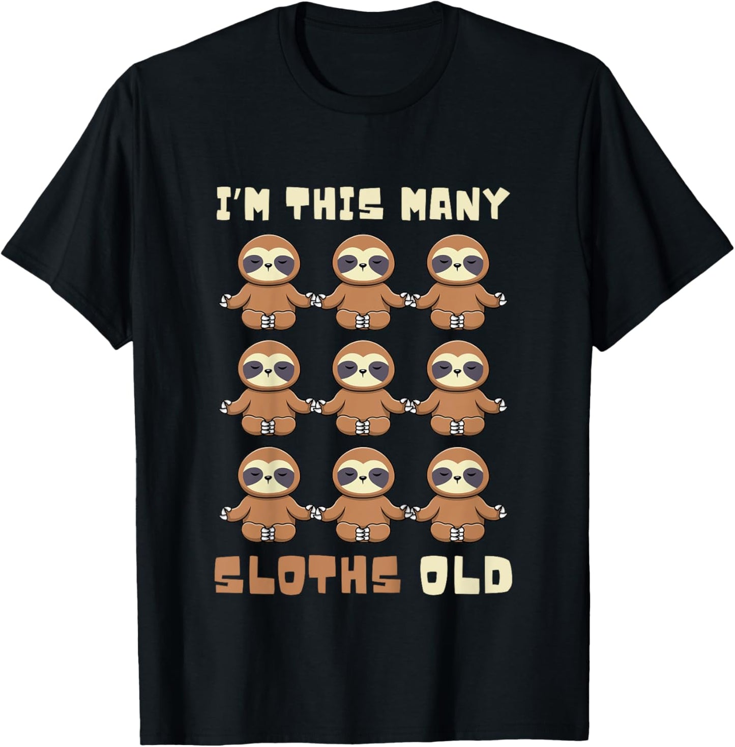 Kids I'm This Many Sloths Old Sloth 9th Birthday 9 Years Old Bday T-Shirt - T-Shirt | Black