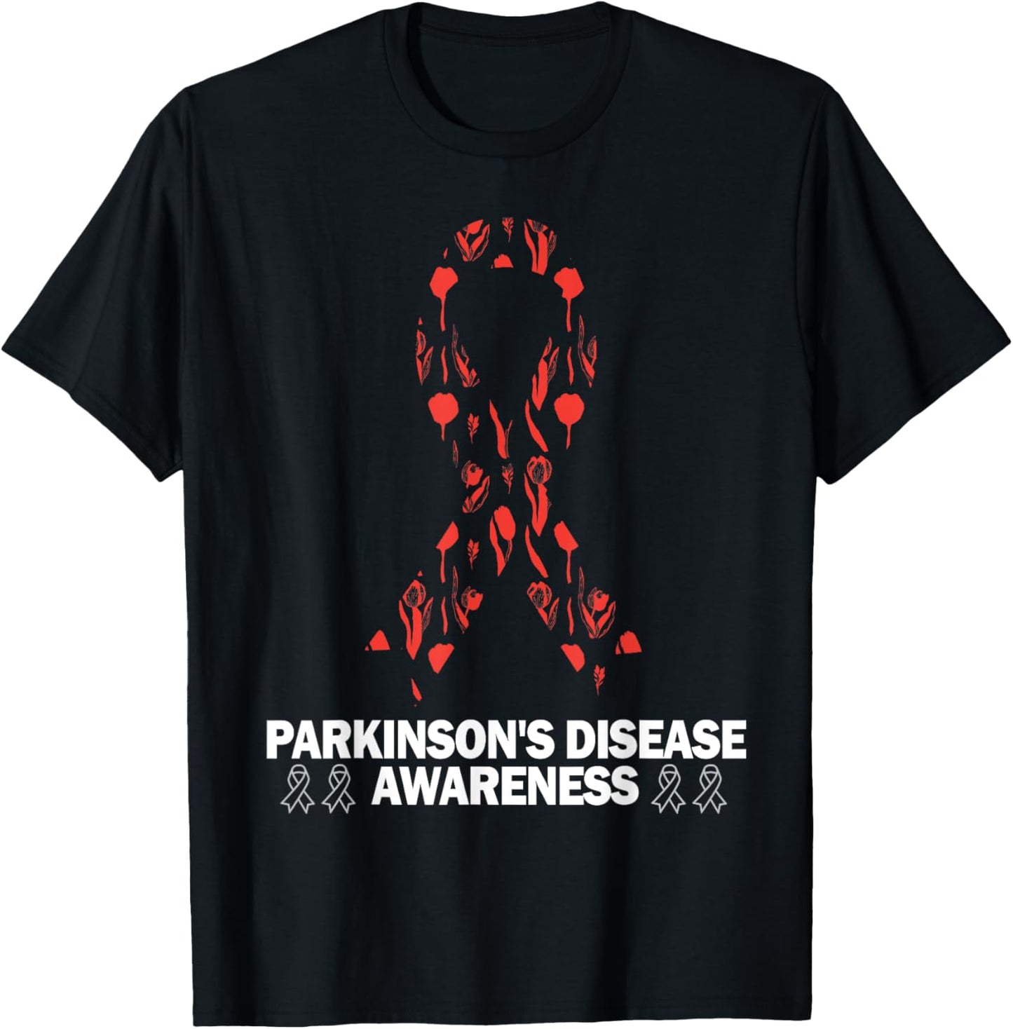 Parkinson's Disease Awareness April Month Red Tulip T-Shirt - T-Shirt | Black