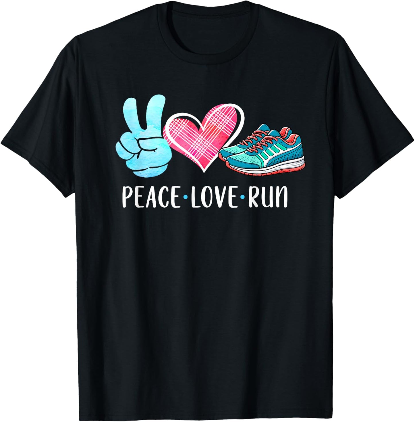 Running Lover Running Team Runner Athletic Peace Love Run T-Shirt - T-Shirt | Black
