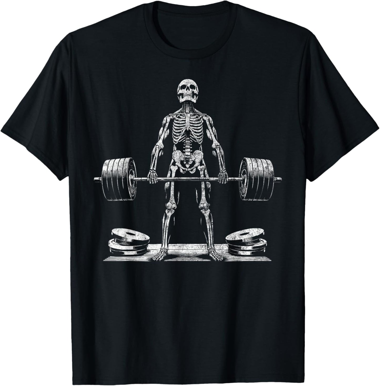 Deadlift Skeleton Halloween Gym Jokes Weightlifting Workout , Small T-Shirt - T-Shirt | Black