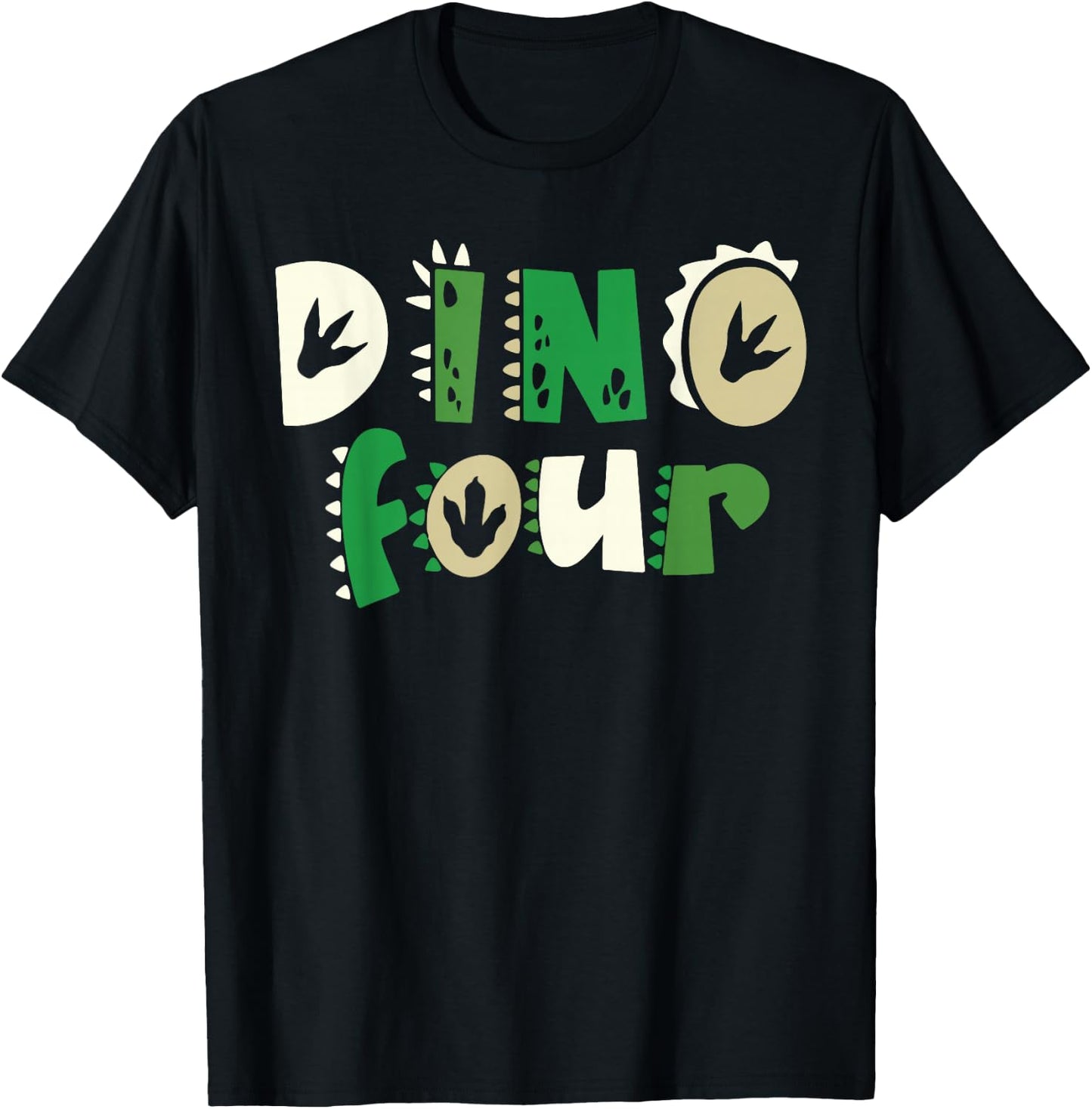 Dino Four Birthday Dinosaur 4th Birthday Matching Family T-Shirt - T-Shirt | Black