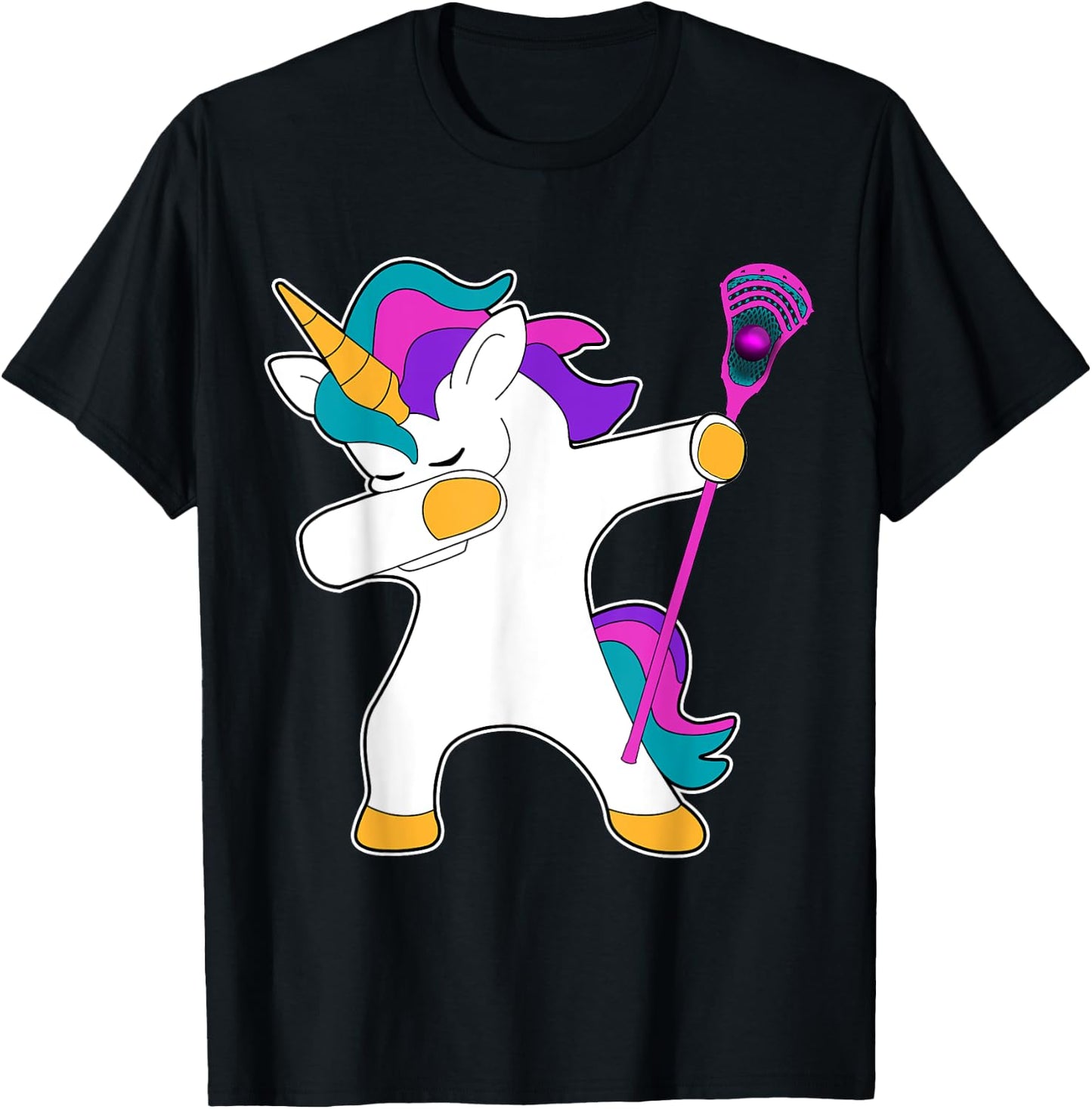 Dabbing Unicorn Lacrosse LAX Shirt Funny Gift T-Shirt - T-Shirt | Black