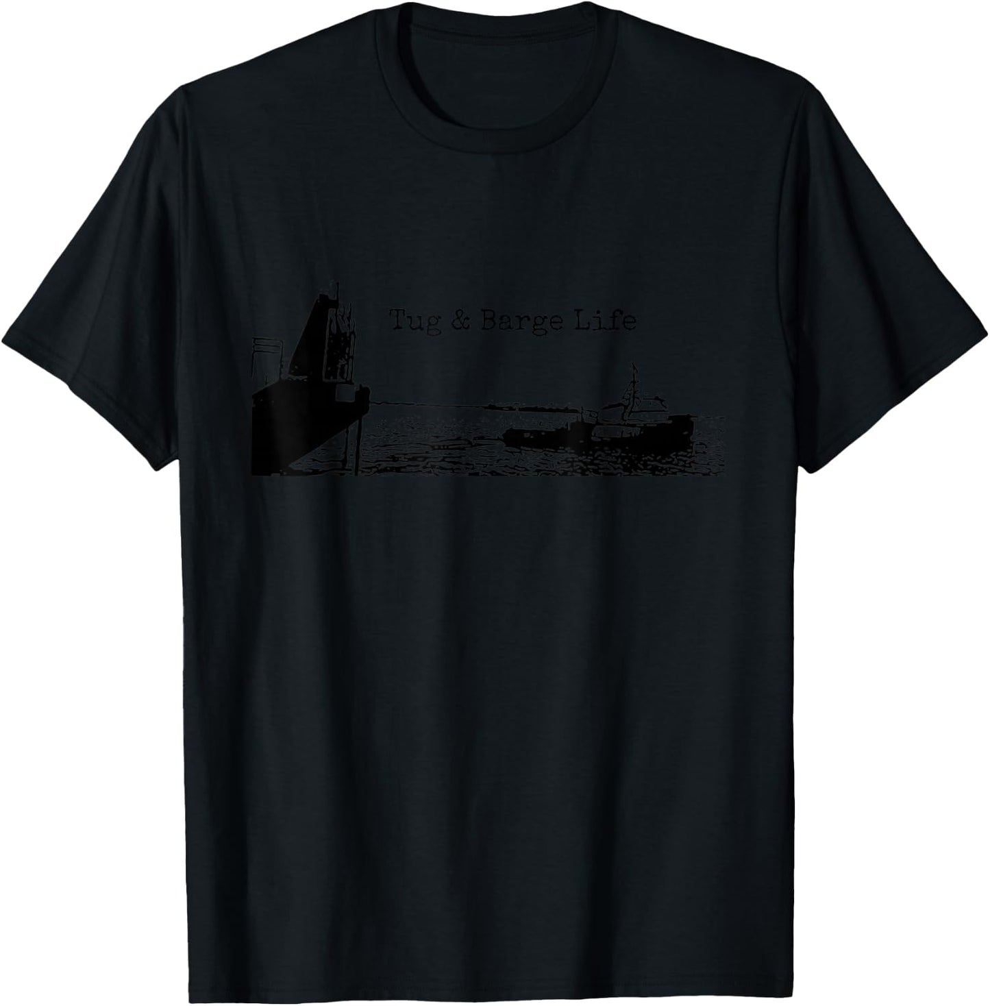 Tug and Barge Life Tugboat Black and White T-Shirt - T-Shirt | Black