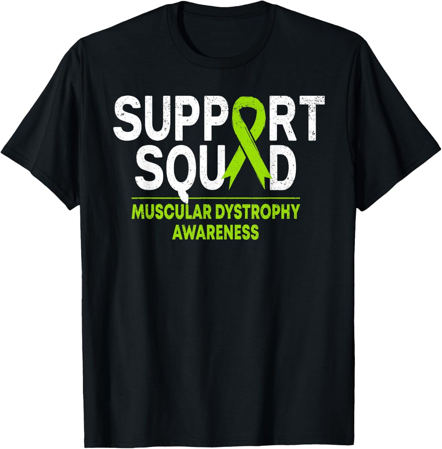 Support Squad Muscular Dystrophy MD Awareness Lime Ribbon T-Shirt - T-Shirt | Black