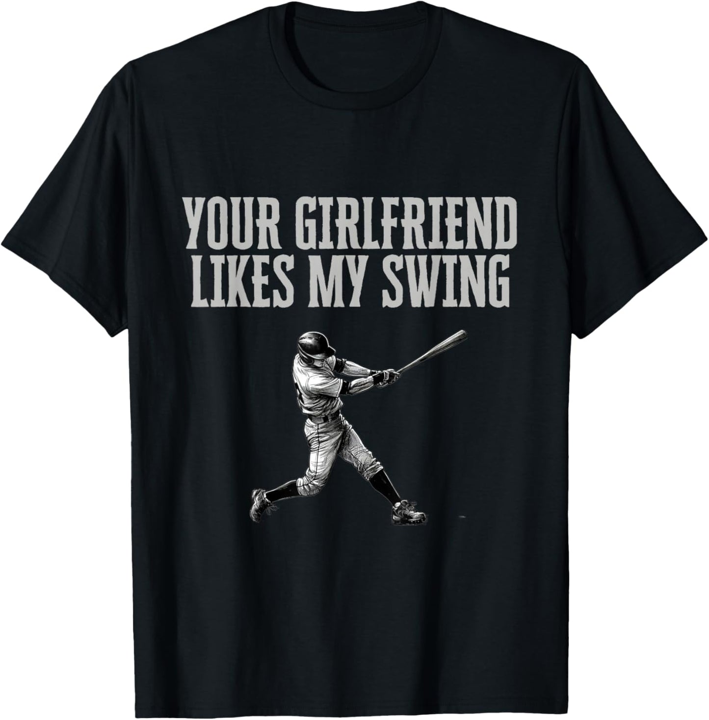Funny Baseball Quote Your Girlfriend Likes My Swing Youth T-Shirt - T-Shirt | Black