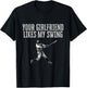 Funny Baseball Quote Your Girlfriend Likes My Swing Youth T-Shirt - T-Shirt | Black