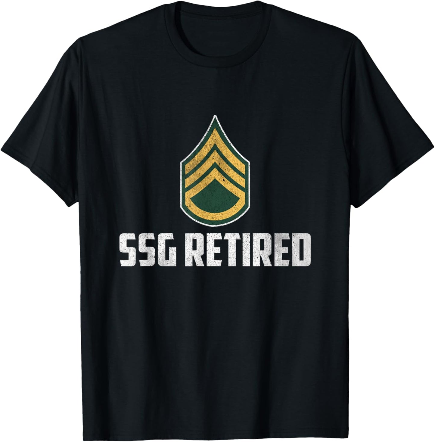 Retired E-6 Staff Sergeant SSG Rank Insignia Veteran Papa T-Shirt - T-Shirt | Black