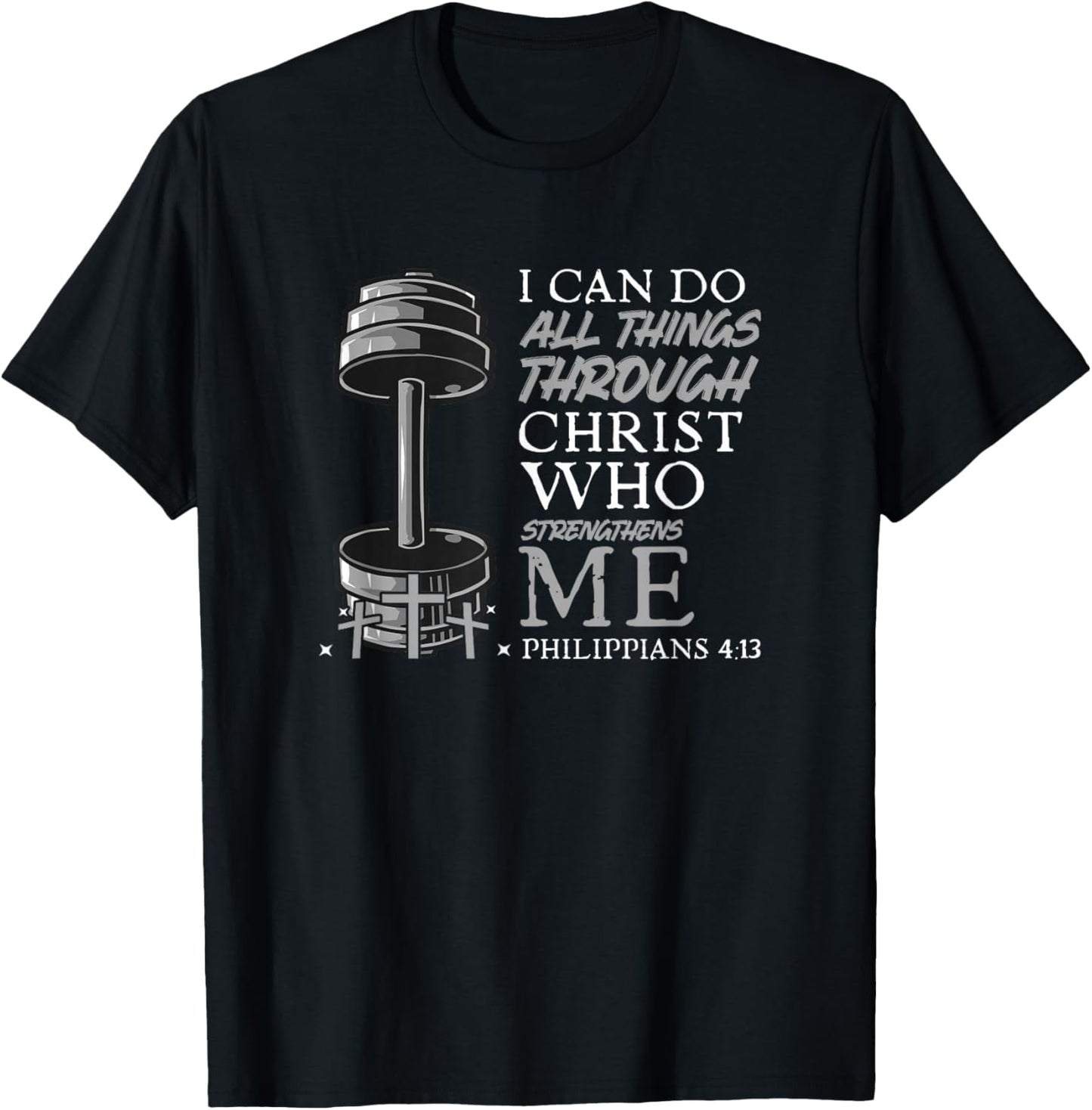 Can Do All Things Weightlifter Christian Gym Bible Verse T-Shirt - T-Shirt | Black