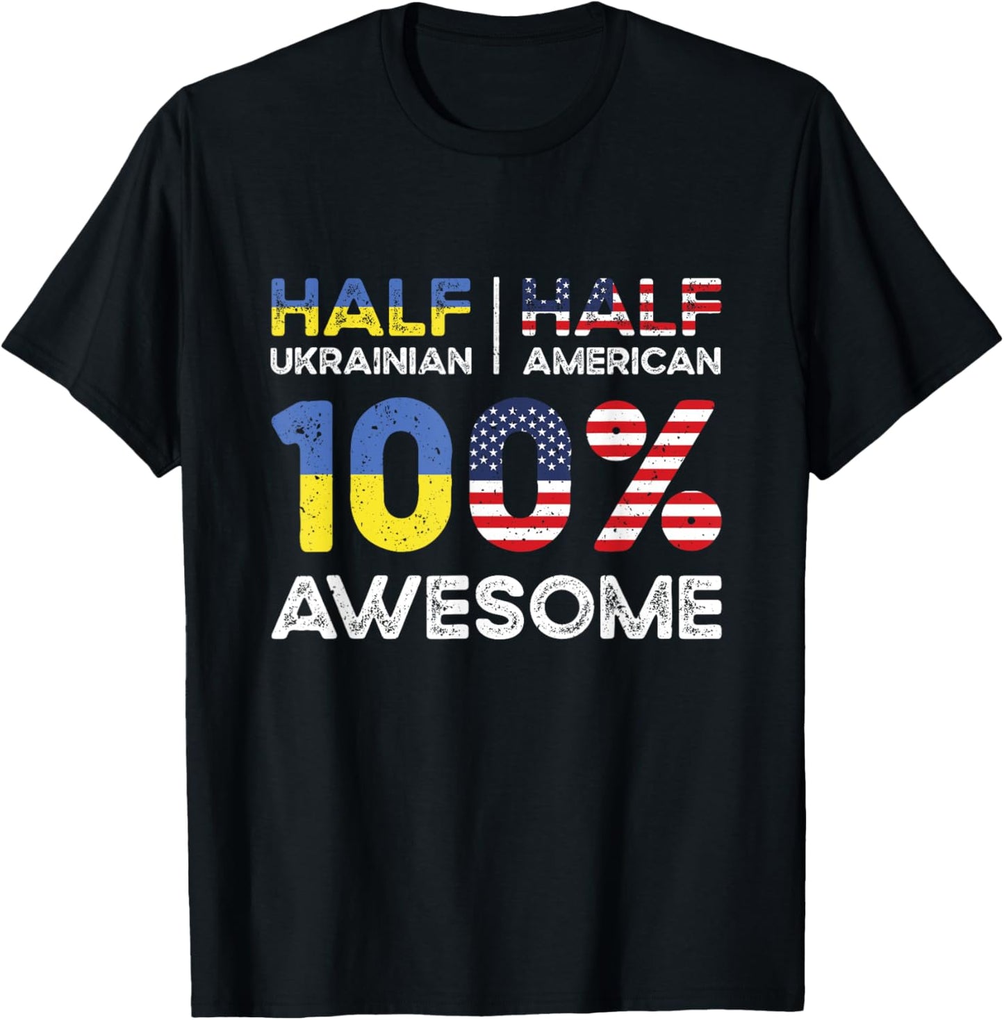 Ukrainian American Patriot USA Grown Ukraine US Flag T-Shirt - T-Shirt | Black