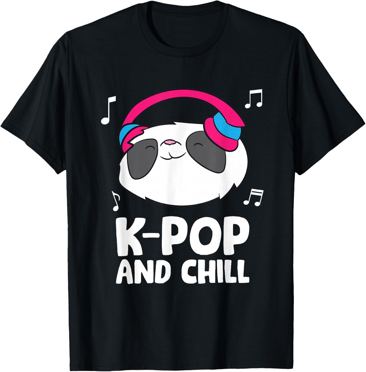 Funny K-Pop Music And Chill Panda Korean Music T-Shirt - T-Shirt | Black