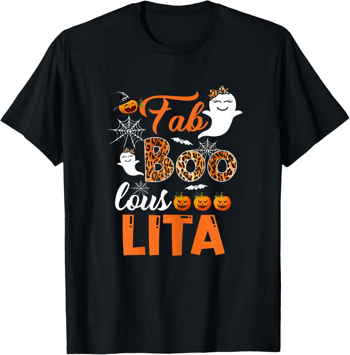Leopard Fab Boo Lous Lita Spooky Lita Halloween Costume Gift T-Shirt - T-Shirt | Black