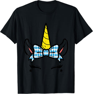 Bavarian Unicorn Face Cute Oktoberfest Toddler Girls Kids T-Shirt - T-Shirt | Black