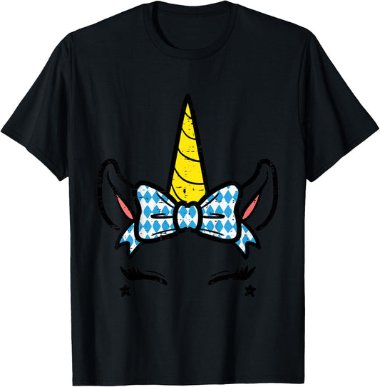 Bavarian Unicorn Face Cute Oktoberfest Toddler Girls Kids T-Shirt - T-Shirt | Black